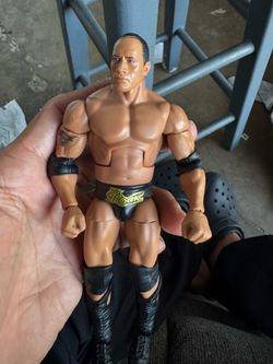 WWE Mattel The Rock Basic Action Figure 2011 Black Trunks Wrestling Toy
