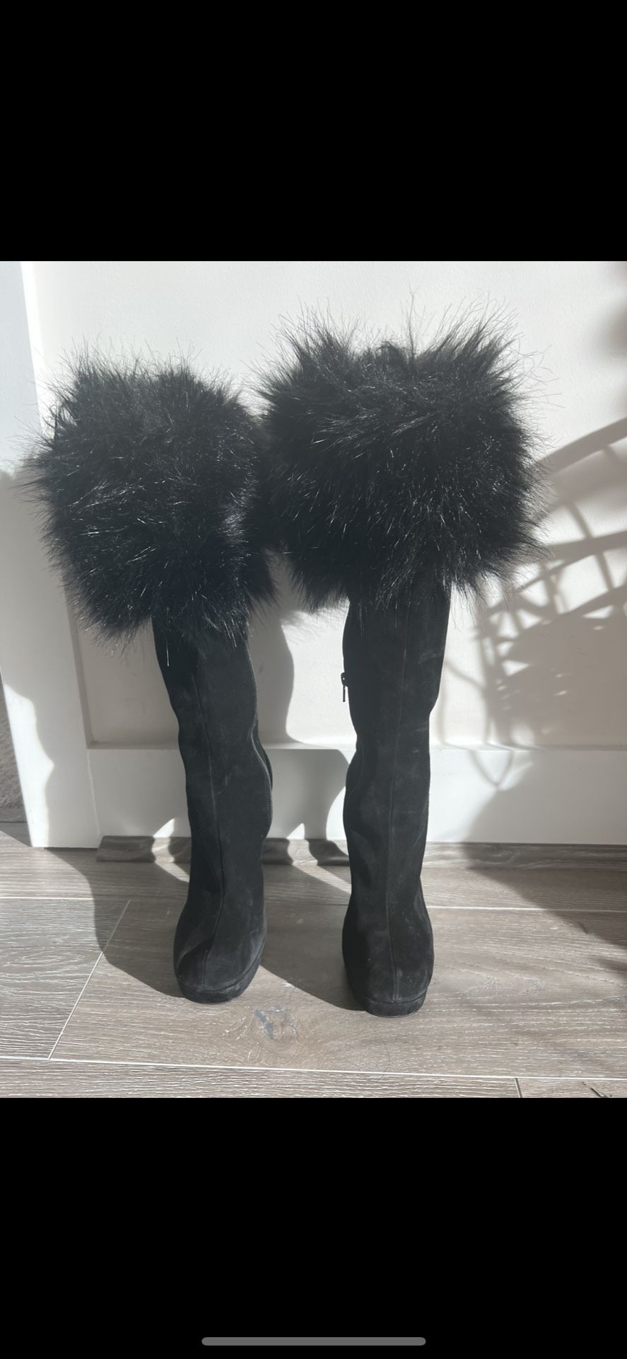 Jeffrey Campbell Black Boots Fur Lining 
