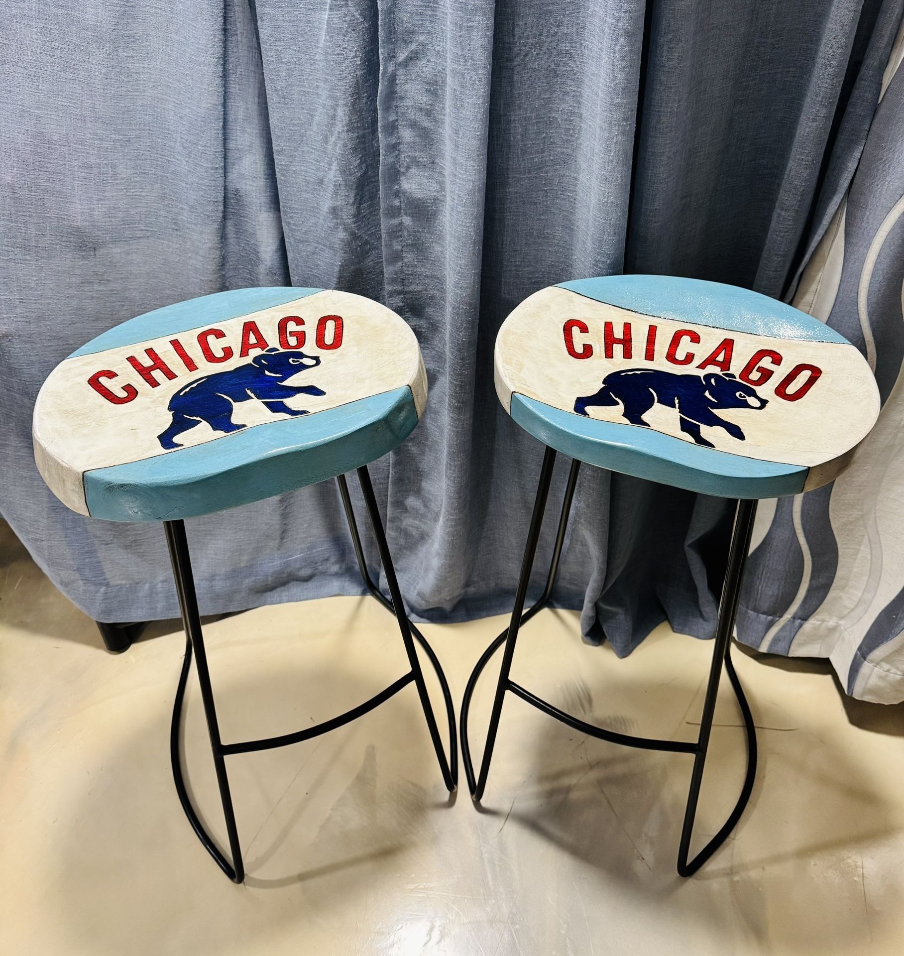 Chicago Flag/Cubs Stools
