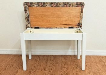 Garden Flower Padded Vanity Flip Top Bench Piano Stool Storage Compartment