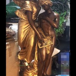 Bronze Statue Lamp, 75 Inches Tall 