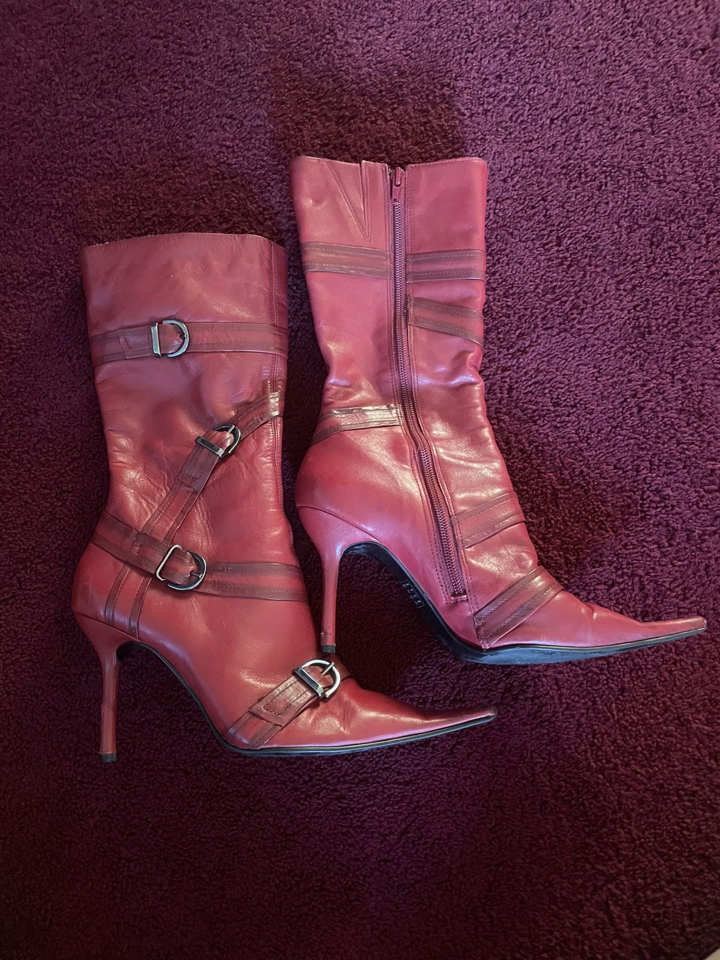 Red Leather Boots