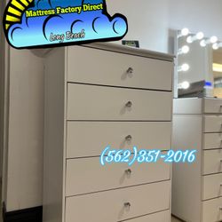 Five Drawer White Compressed Chest Dresser