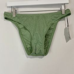 Shade & Shore Women’s Low Coverage Cheeky Bikini Bottom Green Size Medium NWT