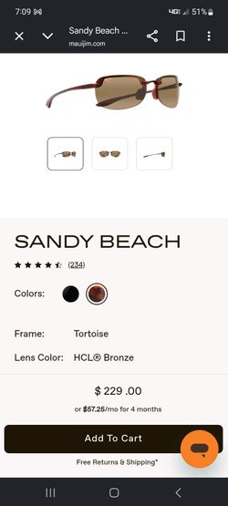 MAUI JIM MJ-408-10 56[]15-130 SANDY BEACH MIRROR POLARIZED RIMLESS SUNGLASSES