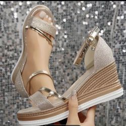 Sparkling Wedge Sandals for Women