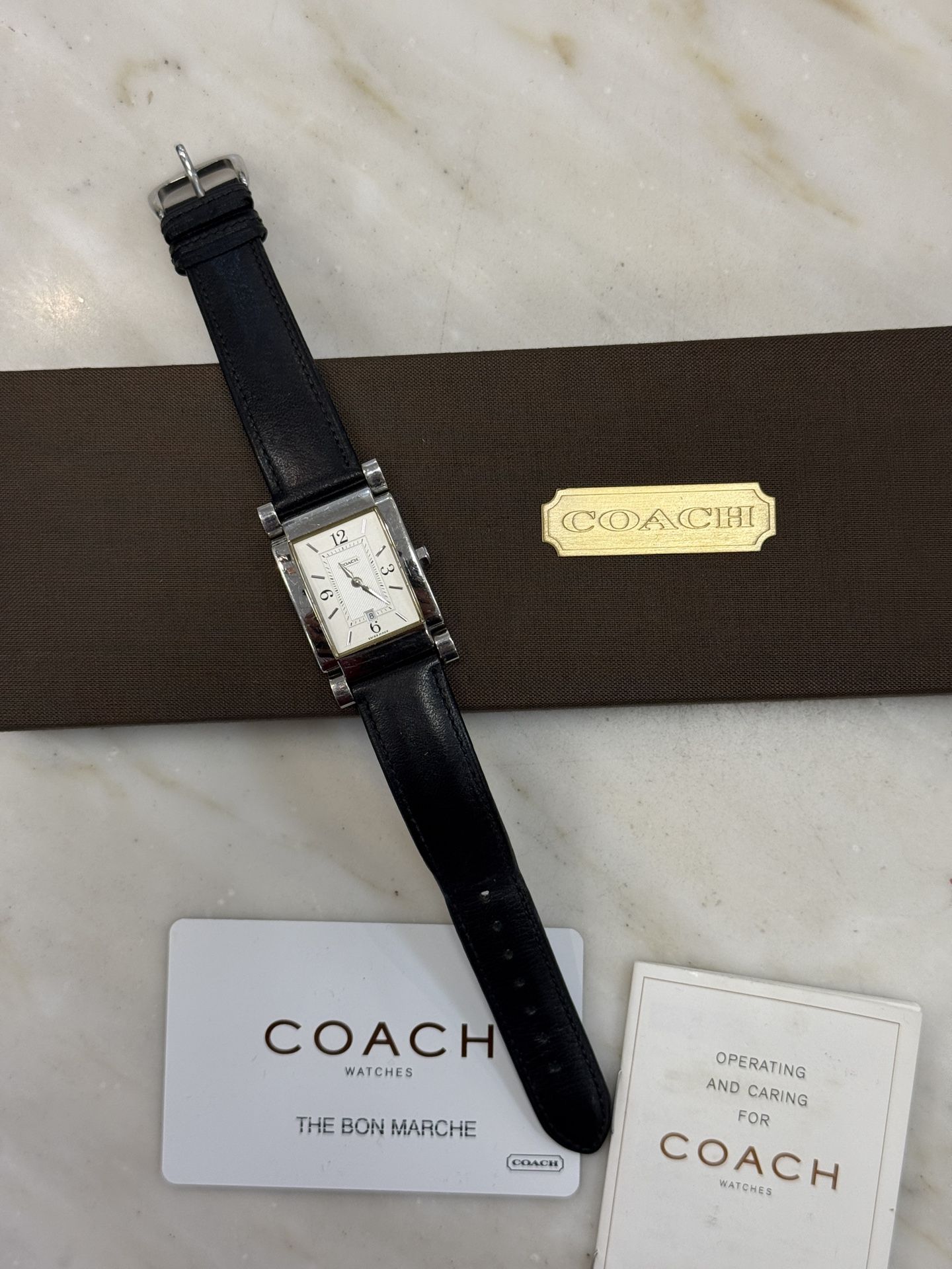 Coach Silver and Black Rectangular Watch vintage classic 