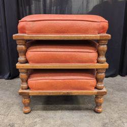 Set of 3 Ethan Allen Orange Stacking Ottomans