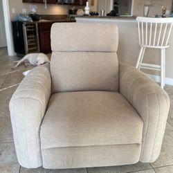 Beige Large Reclining Chair Like New 