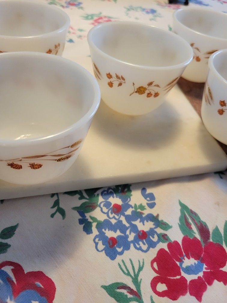 5 Vintage Pyrex Autumn Harvest Cups
