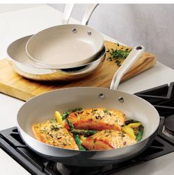 Tramontina 3-piece Tri-Ply Clad Stainless Steel Ceramic Nonstick Fry Pan Set @961