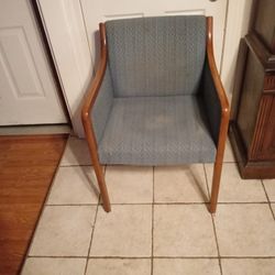 Blue Office Chair With Wood Frame 