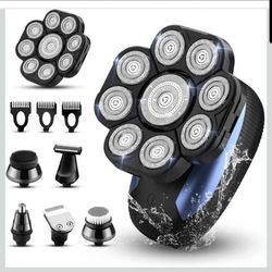 Head Shaver 9D Rotary Bald Shaver Cordless Wet Dry Electric Razor Kit