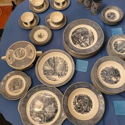 Currier & Ives  DISHES blue And White
