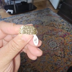 Mens Size 11 Nugget Ring Gold Plated. Long Lasting