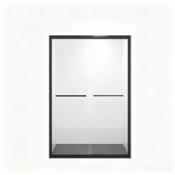 48 in. W x 72 in. H Sliding Semi-Frame Shower Door in Black Finish