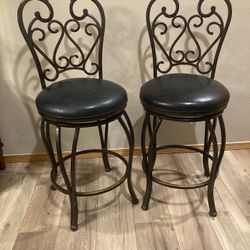 2 Metal and padded seat swivel stools  Floor to seat 26”