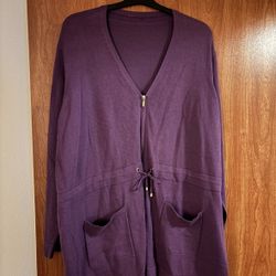 Women’s Long Sleeve V-neckline Zip Up Cardigan 3XL