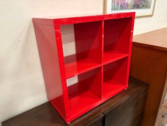Vibrant Red 4 Cube Organizer Bookcase