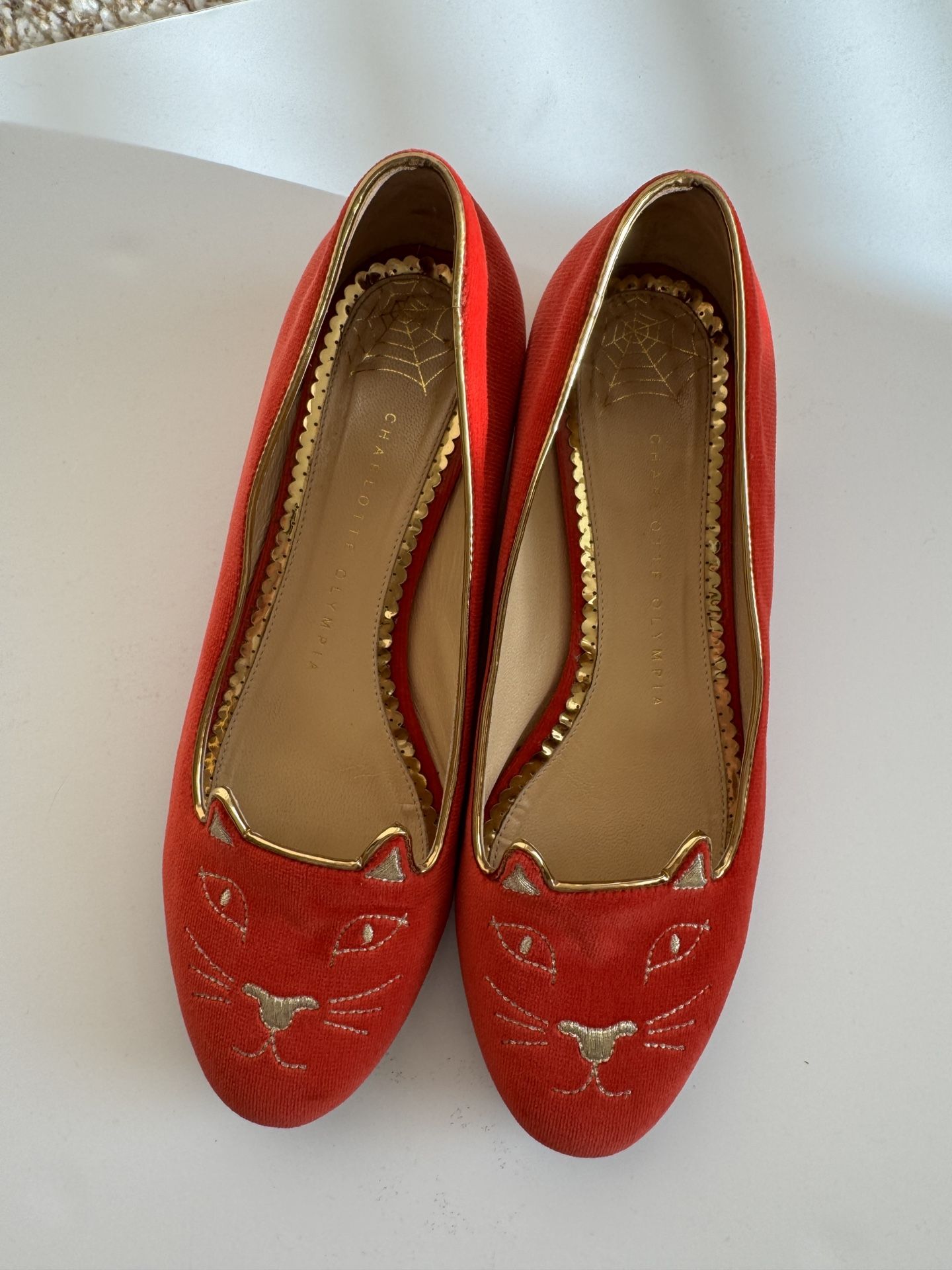 charlotte olympia red Kitty Flat velvet - size 38