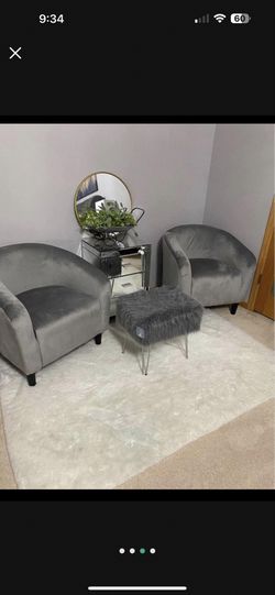 two Velvet gray Chairs