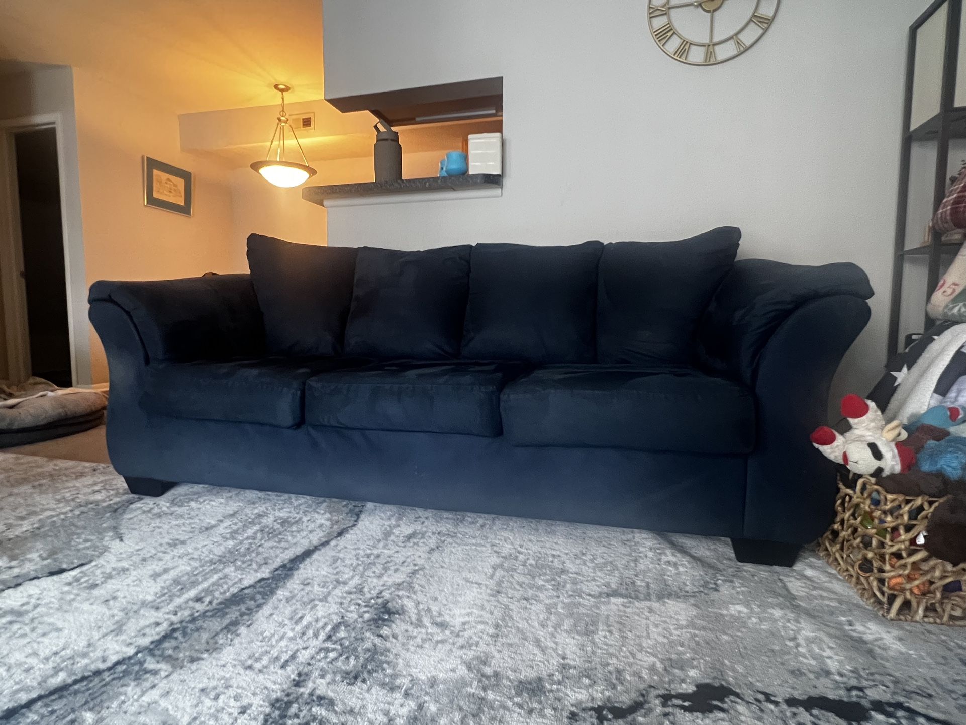 Navy Blue Microfiber Sofa