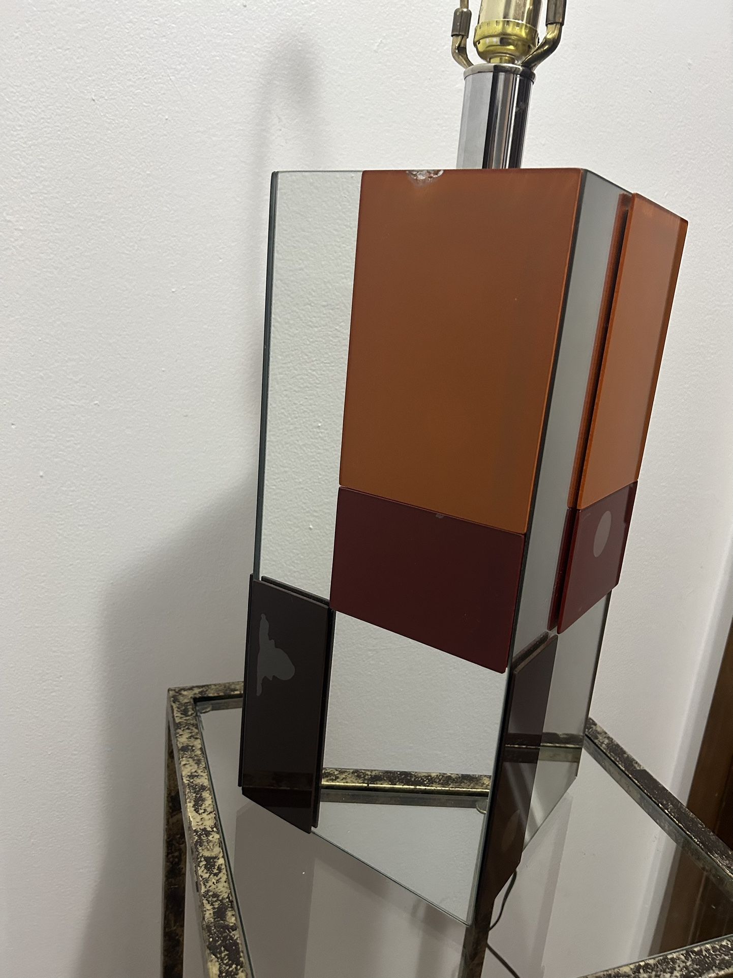 Vintage Glass Mirror Table Lamp