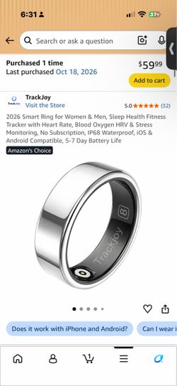 2026 Smart Ring for Women & Men, Sleep Health Fitness Tracker with Heart Rate, Blood Oxygen HRV & Stress Monitoring, No Subscription, IP68 Waterproof,