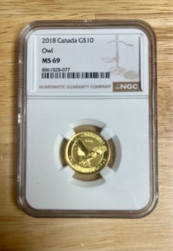 2018 Canada G$10 Owl Gold Coin NGC MS69