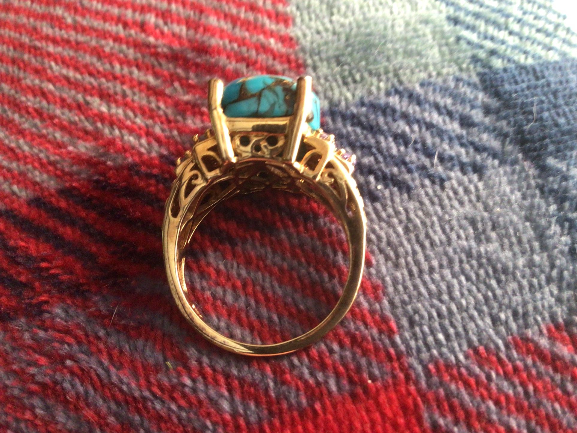 Size 9 Mojave Turquoise And Tansinite Ring 925 Sterling Sliver
