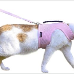 Cat Harness and Leash for Walking Pink Size M 5-9lbs