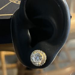 14k Gold Over Sterling Sliver Moissanite Earrings 