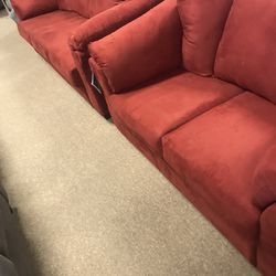 Red Nice New Couch And Loveseat