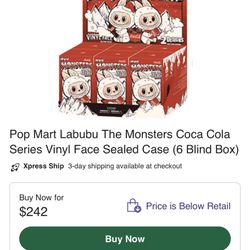 New Labubu Blind Box Of 6 - Pop Mart The Monsters Coca Cola