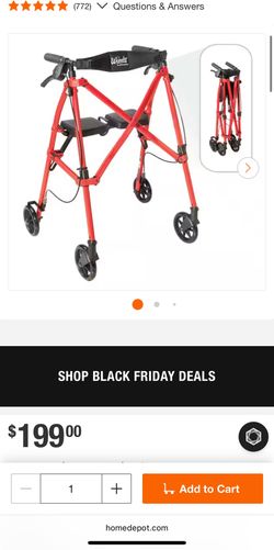 Stander Space Saver Rollator, Lightweight 4- Wheel Folding Walker with Seat