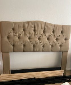 Beige Queen Size Tufted Headboard and bedframe