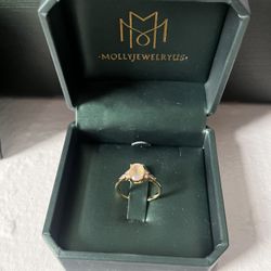 Yellow Gold Oval cut Moonstone engagement ring