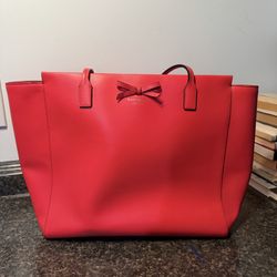 Kate Spade New York Leather Bow Tote – Dark Pink/Red
