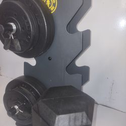 Gold’s Gym Dumbbells + Stand, 70 lbs Total, Home Gym Setup $90