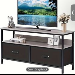 ADOOLLA TV Stand 55 Inch Rustic TV Console Table with 3 Tier Storage Shelves Entertainment Center TV Console Table with 2-Drawers for Televisions Blac