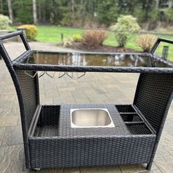 Outdoor Rattan Wicker Bar Cart 