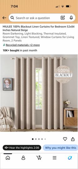 100% Blackout Curtains Beige 52x84” 4 panels