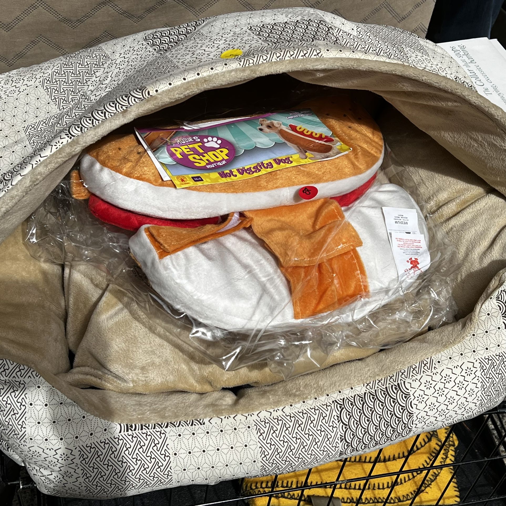 Dog “Den” Bed And Hot Dog Costume