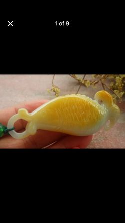 Yellow Koi wealth fish Certificate Jadeite Jade feng shui wealth fish grade A pendant