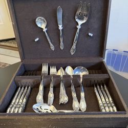 Silver Plate 8 Place Settings And Serveware