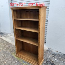 Brown wood bookcase shelf rack shelves storage 35"x12"   60" high Or 30.5"x12" 