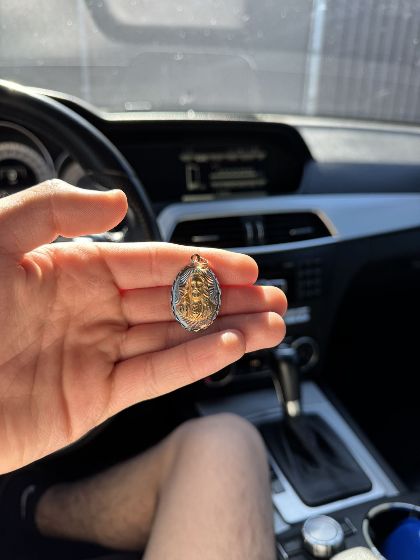 10k Gold Jesus And Virgin Mary Pendant
