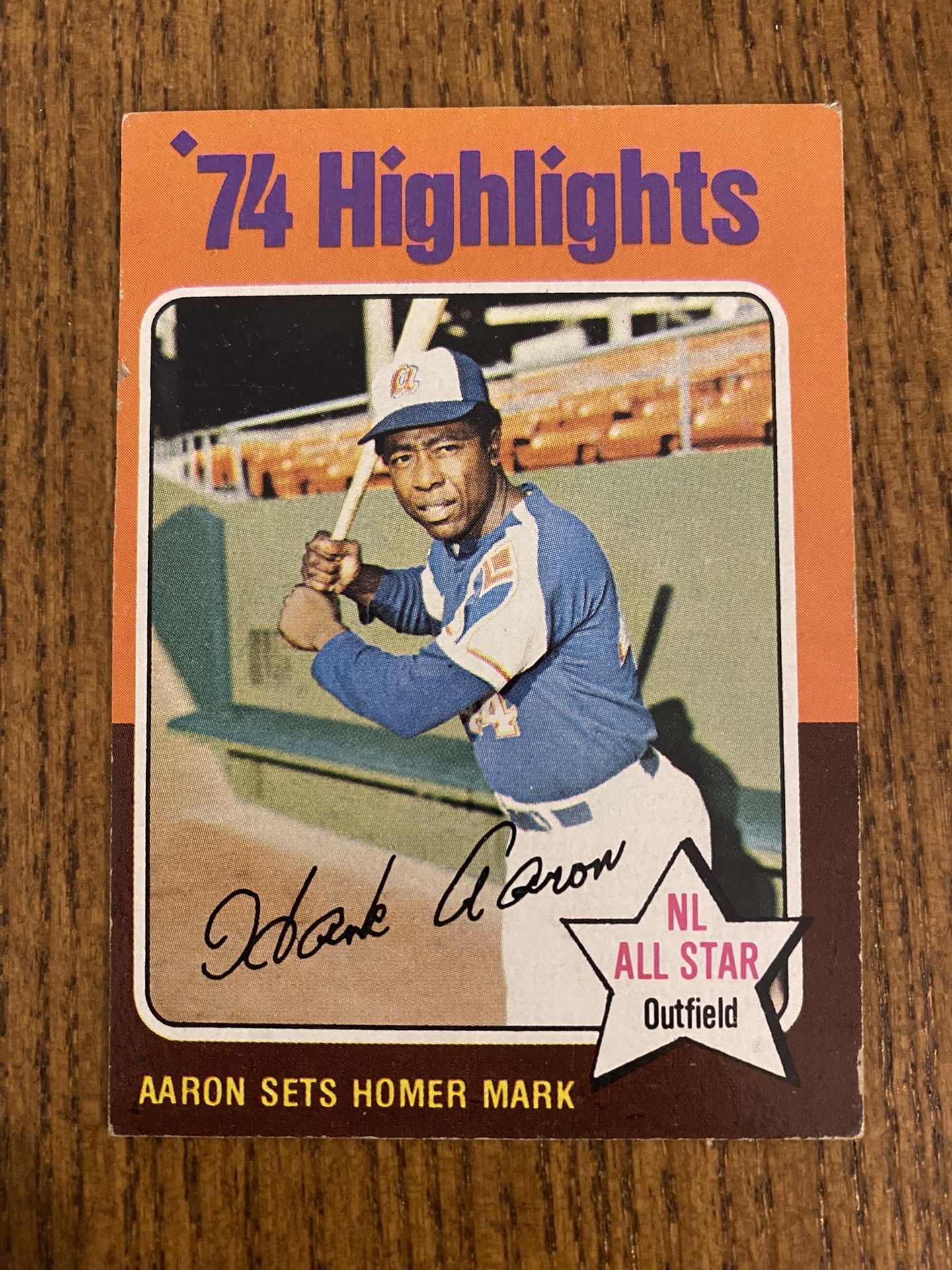 1975 Topps Hank Aaron Baseball Card.