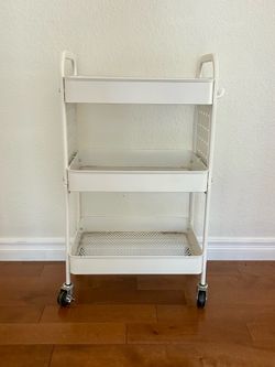 White metal rolling cart - great condition!