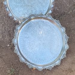 Moroccan Polished Round Footed Silvered Tray Table

